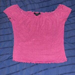 Forever 21 Pink Ruffled Short Sleeve Top